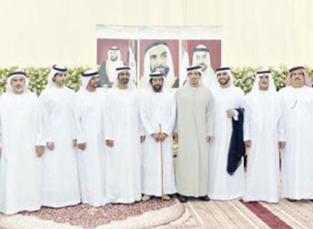 طحنون بن محمد ومنصور بن زايد وسلطان بن خليفة يحضرون أفراح الشامسي
