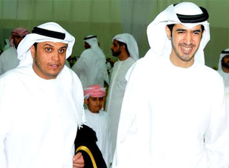 منصور بن محمد ونهيان بن مبارك يحضران أفراح الشدي والكتبي