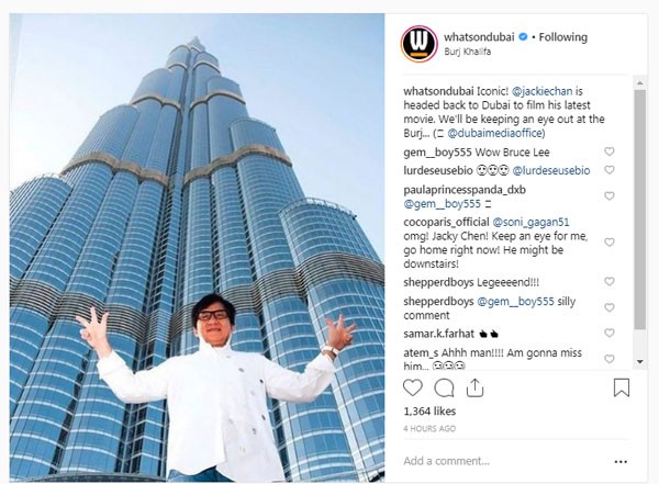 جاكى شان يبدأ تصوير فيلمه الجديد من أمام برج خليفة بالإمارات.. صور