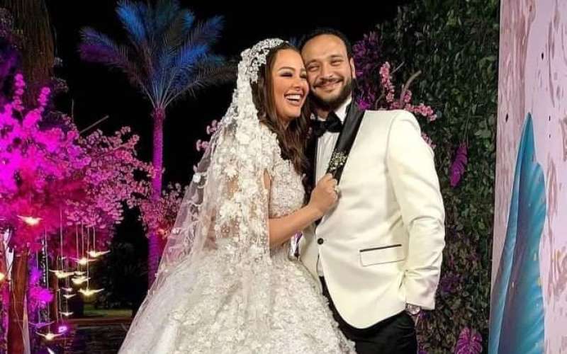 أحمد خالد صالح وهنادي مهنى من حفل زفافهم